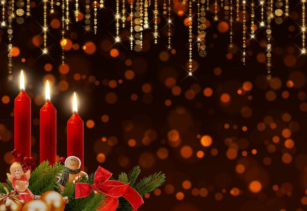 Bild mit drei rote Kerzen zum 3. Advent